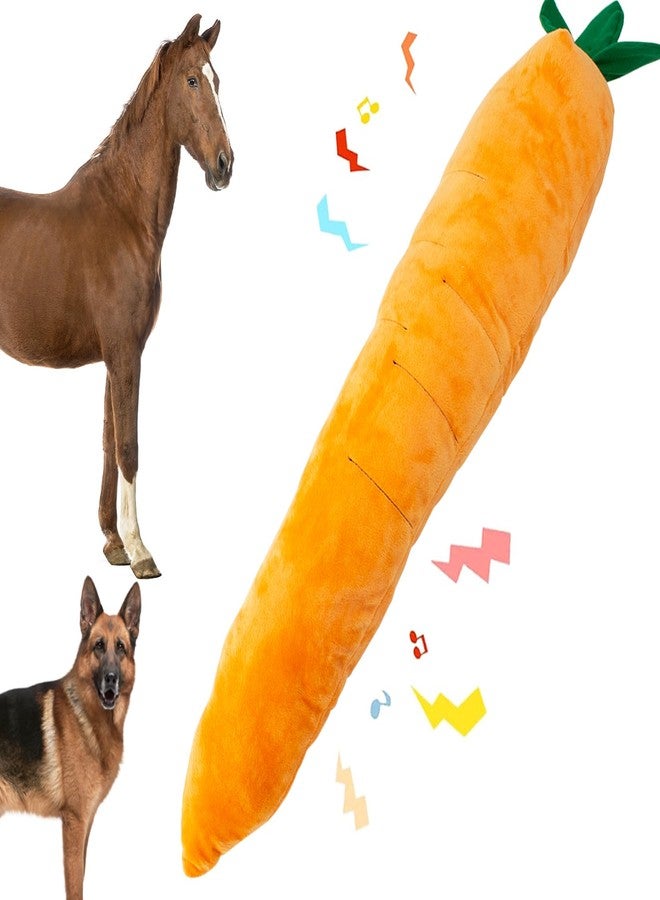 OOXYG Horse Toy Plush Squeaky Carrot, Large Carrot Shaped Horse Squeaky Toy, Interactive Calming Plush Carrot Ball for Horses Dogs, Hanging Stall Play Enrichment Relieve Stress Noise Maker - Image 2
