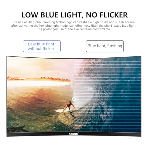 Gawfolk 24.5 Inch Gaming Curved Monitor Built-in Speakers, 3000R 120Hz PC Screen Full HD 1080P, HDMI 2.0, VGA, Wall Mount Compatible 75 * 75mm - Image 5