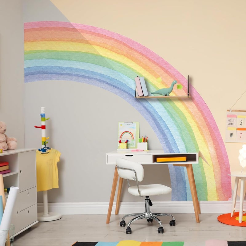 Supzone 55x63 Large Rainbow Wall Stickers Mural Watercolor Half Rainbow Wall Decals Peel and Stick Vinyl Wall Art Decor for Girls Bedroom Kids Nursery Living Room Playroom Toddler Visit The Supzone Store - Image 3