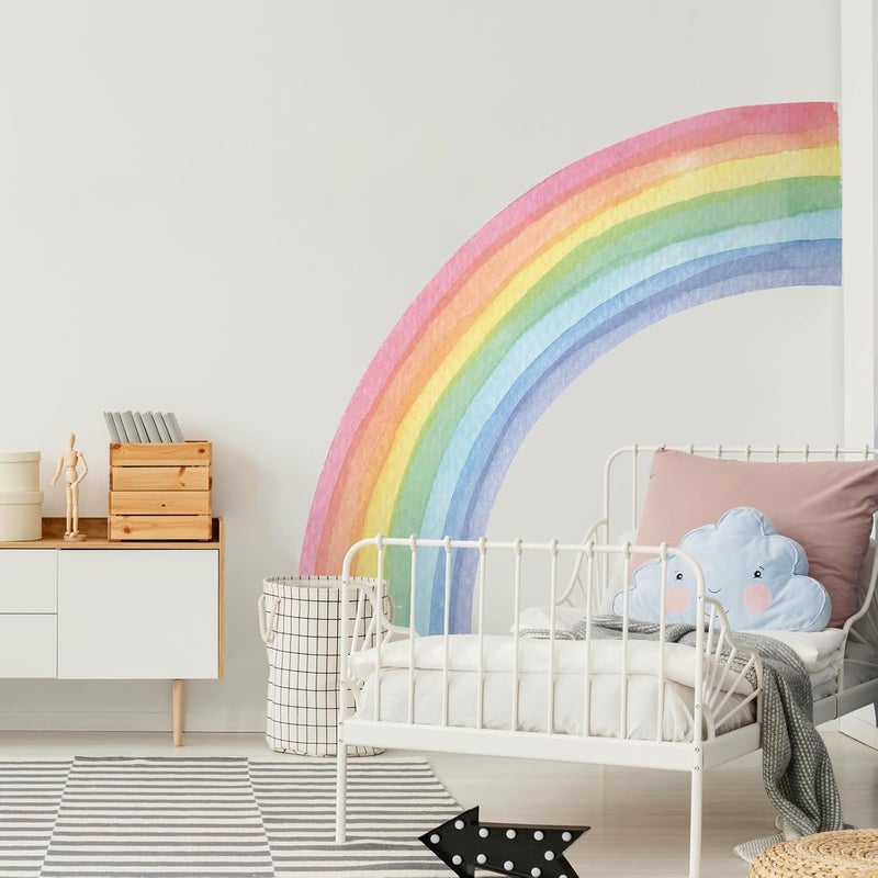 Supzone 55x63 Large Rainbow Wall Stickers Mural Watercolor Half Rainbow Wall Decals Peel and Stick Vinyl Wall Art Decor for Girls Bedroom Kids Nursery Living Room Playroom Toddler Visit The Supzone Store - Image 4