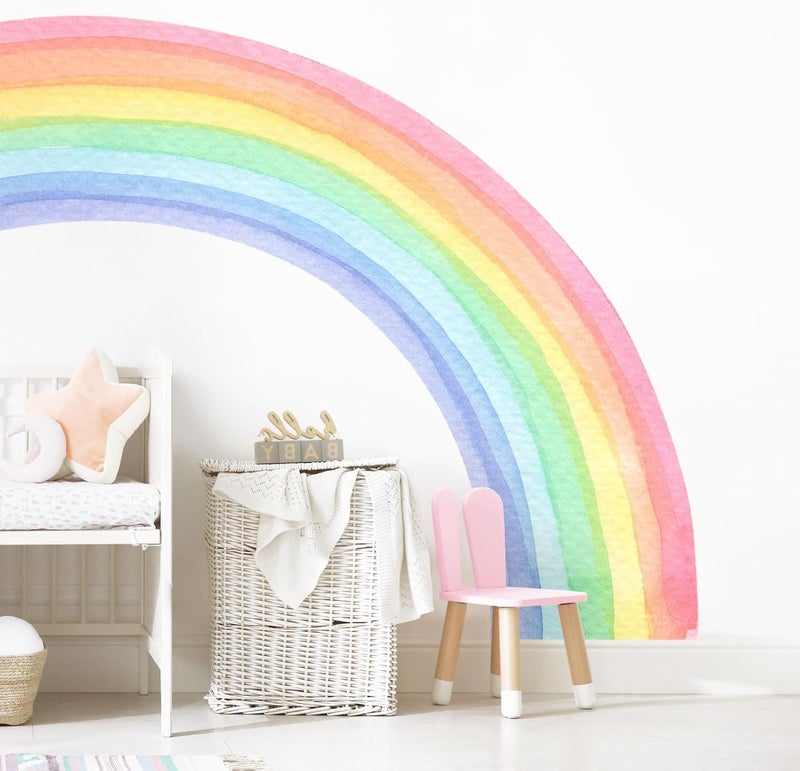 Supzone 55x63 Large Rainbow Wall Stickers Mural Watercolor Half Rainbow Wall Decals Peel and Stick Vinyl Wall Art Decor for Girls Bedroom Kids Nursery Living Room Playroom Toddler Visit The Supzone Store - Image 5