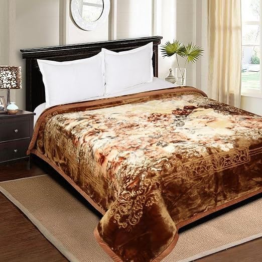 WINSTON HOME WINSTON HOME Gold Premium 2Ply Double Bed Blanket Heavy Ultra Soft and Warm for Automn Winter with Fancy Bag, Special for Diwali Gift and Marriage Purpose (Multicolor_2) 