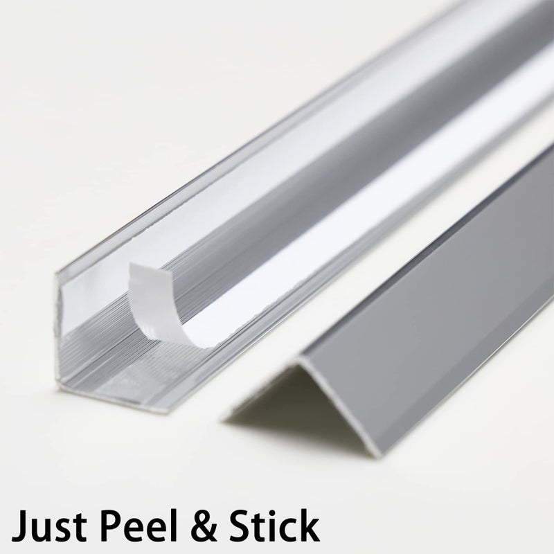 Trimold Matte Silver Aluminum Peel and Stick L Molding Corner Guards with 90Â° Angle for Wall Door Frame Cabinet Baseboard Protection and Decoration, 35.4in x 0.8in (3Pcs) - Image 2