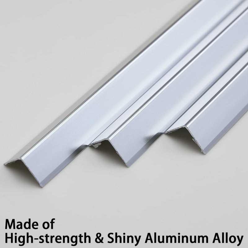 Trimold Matte Silver Aluminum Peel and Stick L Molding Corner Guards with 90Â° Angle for Wall Door Frame Cabinet Baseboard Protection and Decoration, 35.4in x 0.8in (3Pcs) - Image 3