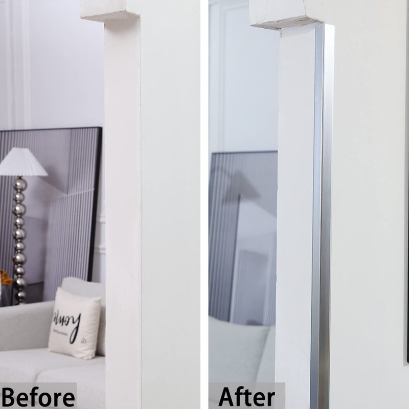 Trimold Matte Silver Aluminum Peel and Stick L Molding Corner Guards with 90Â° Angle for Wall Door Frame Cabinet Baseboard Protection and Decoration, 35.4in x 0.8in (3Pcs) - Image 5