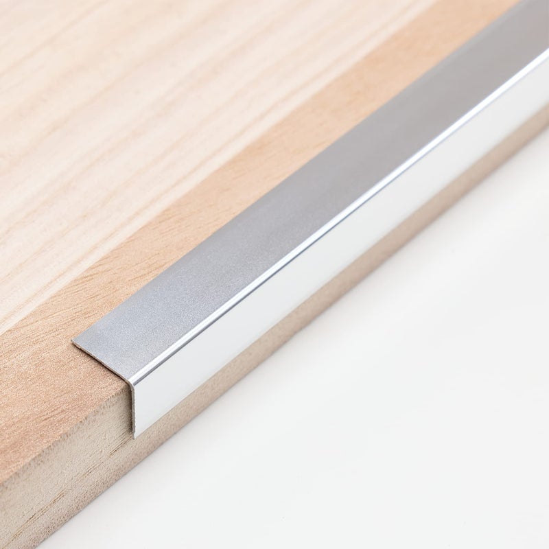 Trimold Matte Silver Aluminum Peel and Stick L Molding Corner Guards with 90Â° Angle for Wall Door Frame Cabinet Baseboard Protection and Decoration, 35.4in x 0.8in (3Pcs) - Image 1