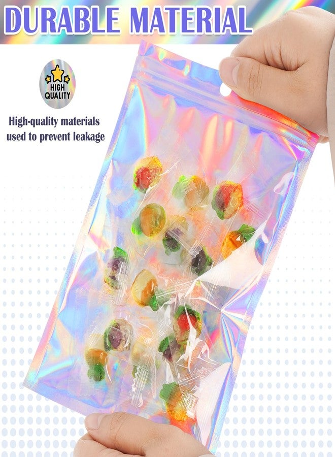 JETMORE 100 Pcs Mylar Bags, Smell Proof Bag with Clear Window, Resealable Holographic Bag for Small Business, Snack, Jewelry, Sealable Bags for Packaging, Valentines, Mothers Day Gifts (4x6in) - Image 4