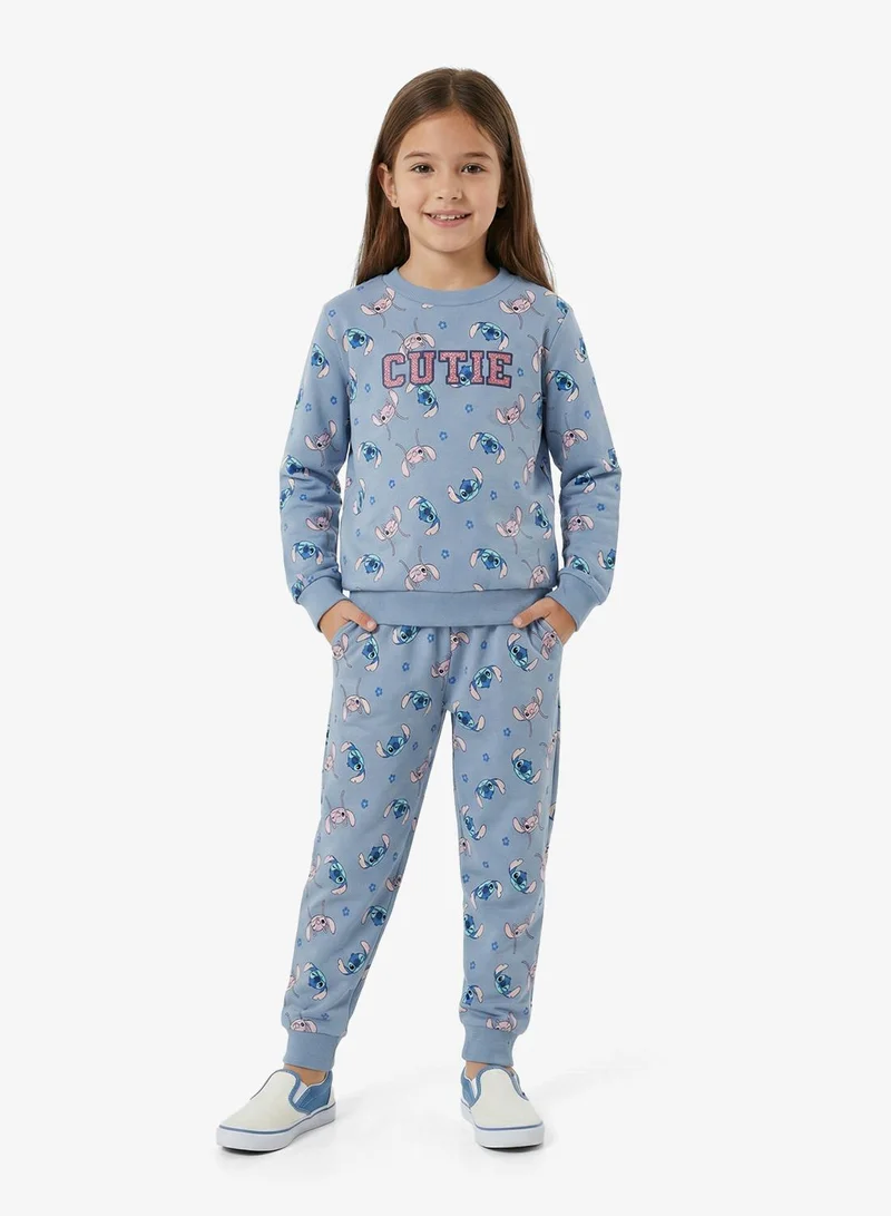 ديزني طقم سويت شيرت وبنطلون رياضي لطيف للأطفال