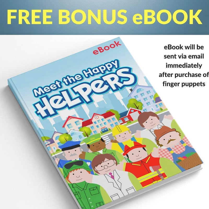 BETTERLINE Happy Helpers Finger Puppets 12-Piece Set - Teach and Learn with a Variety of Neighborhood People Characters - Free Bonus E-Book - for Families, Children, Kindergarten, Play and ESL - Image 4