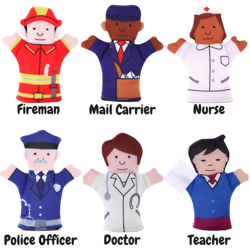 BETTERLINE Happy Helpers Finger Puppets 12-Piece Set - Teach and Learn with a Variety of Neighborhood People Characters - Free Bonus E-Book - for Families, Children, Kindergarten, Play and ESL - Image 3