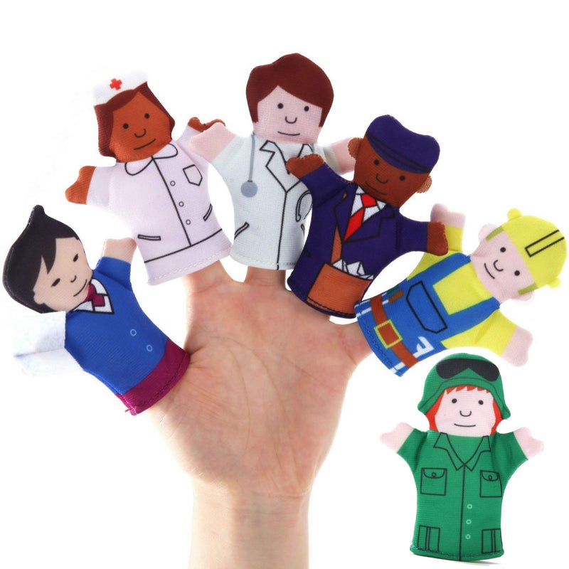 BETTERLINE Happy Helpers Finger Puppets 12-Piece Set - Teach and Learn with a Variety of Neighborhood People Characters - Free Bonus E-Book - for Families, Children, Kindergarten, Play and ESL - Image 5