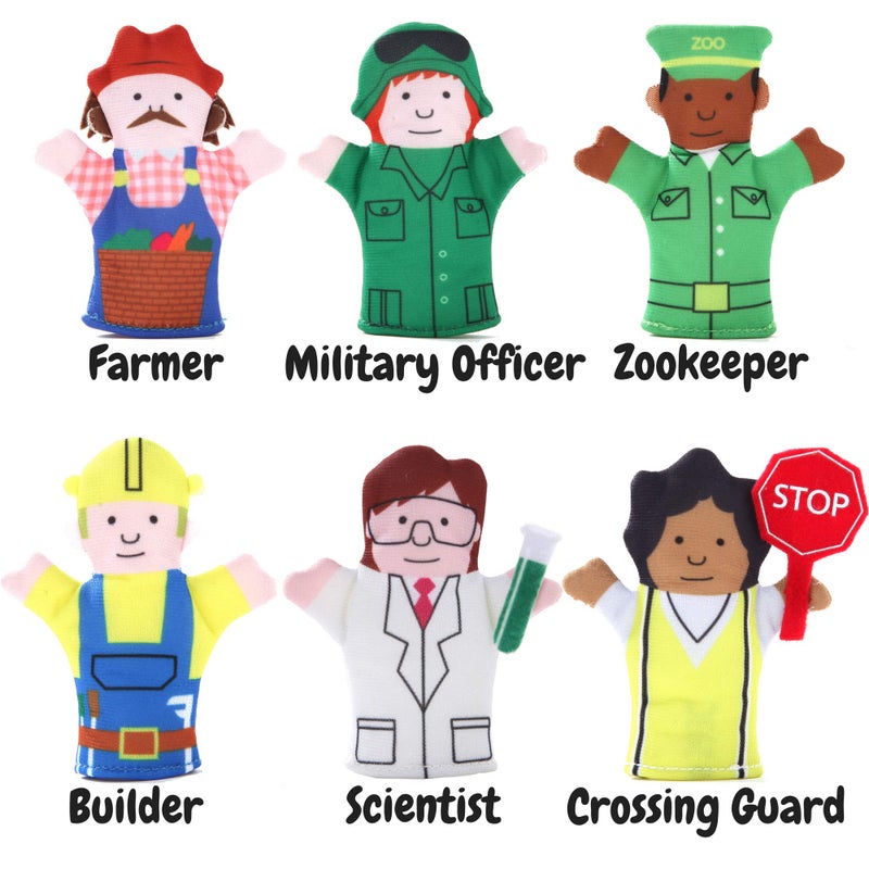 BETTERLINE Happy Helpers Finger Puppets 12-Piece Set - Teach and Learn with a Variety of Neighborhood People Characters - Free Bonus E-Book - for Families, Children, Kindergarten, Play and ESL - Image 2