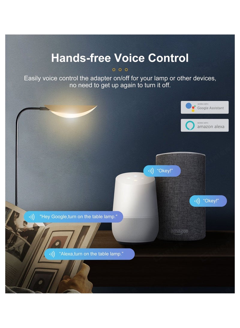 UanTii Smart Adapter Tuya Wifi USB Adapter Timing Schedule Smart Plug,Works with Smart Life App,Woks with Alexa and Google Home;3gang - Image 5
