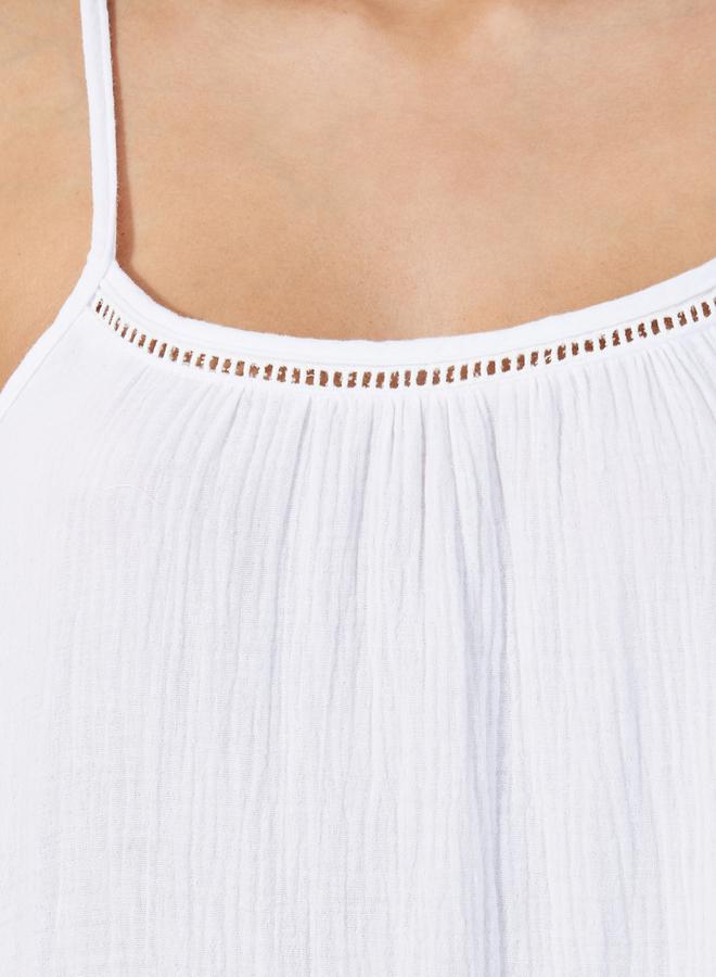 Styli Cotton Gauze Lace Ladder Insert Slip Dress  - Image 3