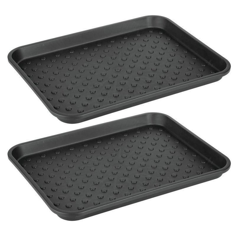 iDesign Plastic Under Sink Mat Tray for Kitchen Cabinet Bathroom Entryways Office Mudroom College Dorm Set of 2 17 X 13 X 2 Black