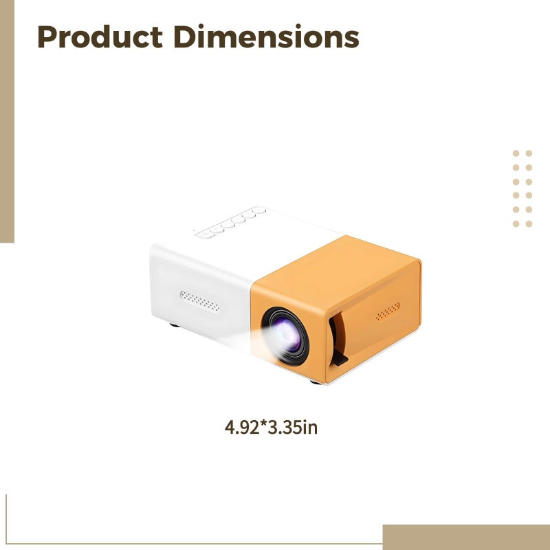 Yg300 Mini Projector 4K 1080P Portable 4.9 X 3.3 In Integrated Speaker Wired Screen Mirroring Remote Control For Bedroom - Image 3