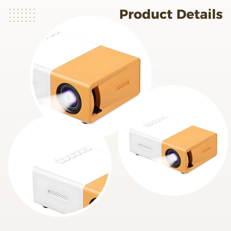 Yg300 Mini Projector 4K 1080P Portable 4.9 X 3.3 In Integrated Speaker Wired Screen Mirroring Remote Control For Bedroom - Image 5