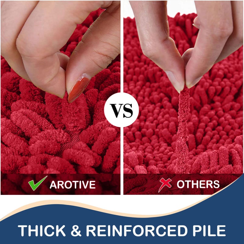Arotive Luxury Chenille Bathroom Rug Mat  Extra Soft Thick Absorbent Shaggy Bath Rugs  Non-Slip Machine Wash Dry Plush Bath Mats for Bathroom  Tub  and Shower (30""x20""  Red) - Image 4