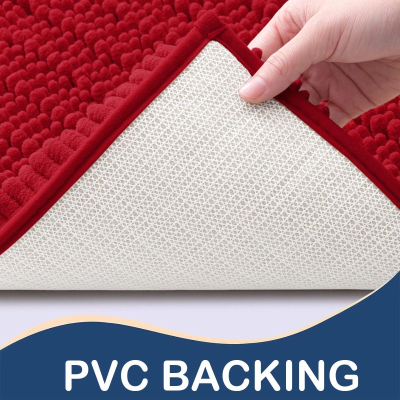 Arotive Luxury Chenille Bathroom Rug Mat  Extra Soft Thick Absorbent Shaggy Bath Rugs  Non-Slip Machine Wash Dry Plush Bath Mats for Bathroom  Tub  and Shower (30""x20""  Red) - Image 3