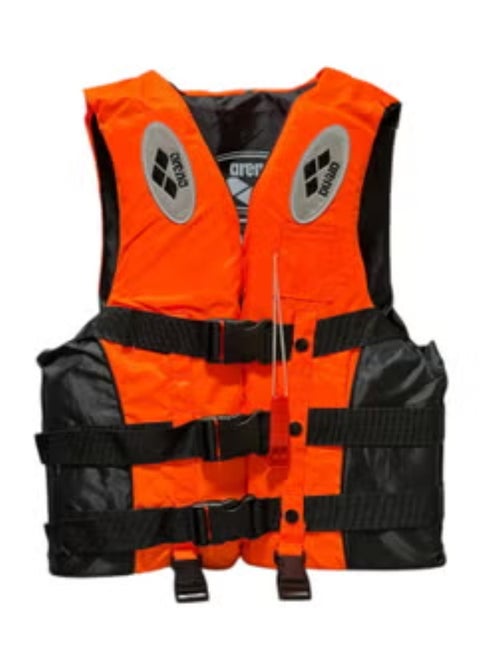 Versatile life jacket with rescue whistle and secure locking safety belt - ideal for safety during swimming and water activities - Packing may vary