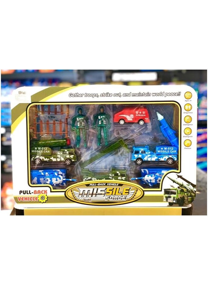 Whynot Missile Force Military Toy Set for Kids – Pull-Back Army Vehicles with Soldier Figures and Weapons – Tactical War Play Set 🚓🪖🎖️  - Image 1