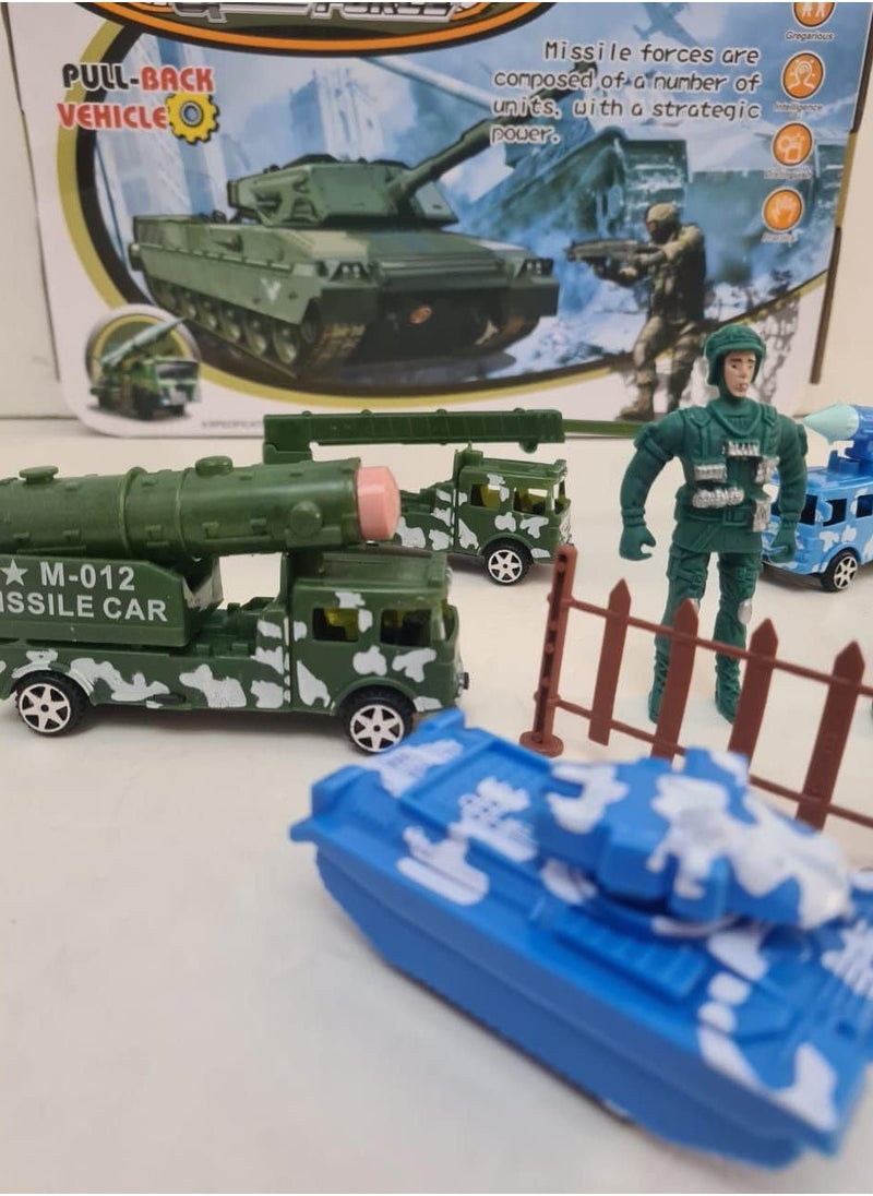 Whynot Missile Force Military Toy Set for Kids – Pull-Back Army Vehicles with Soldier Figures and Weapons – Tactical War Play Set 🚓🪖🎖️  - Image 4