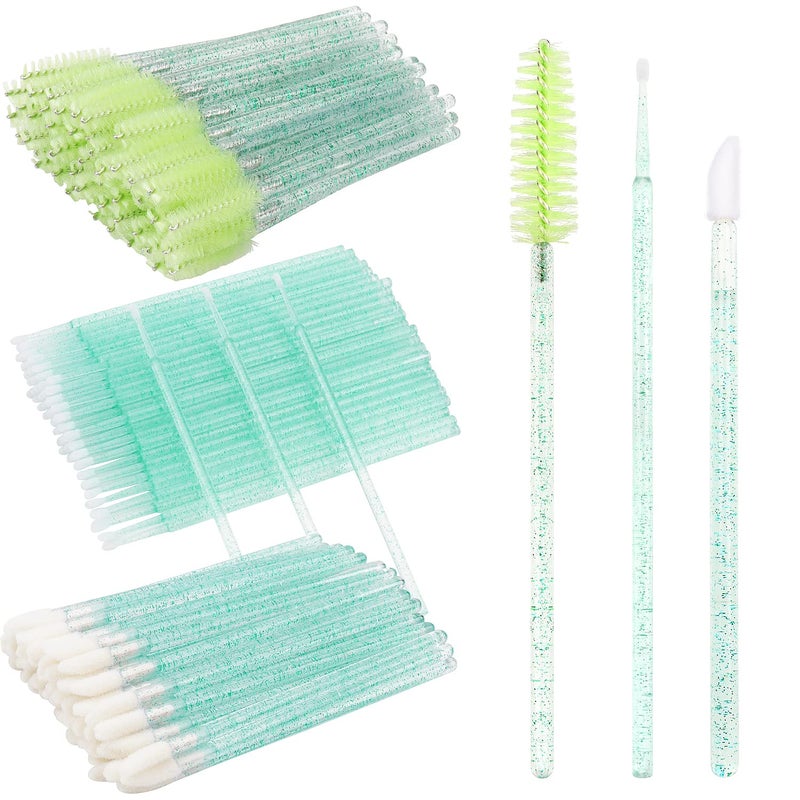 MyAoKuE-UP 300 Pack Disposable Spoolies Brushes Sets Mascara Wand Lip Brushes Cotton Swab for Eyebrow Eyelash Extension Tattoo Lipstick ApplicatorGreen - Image 3