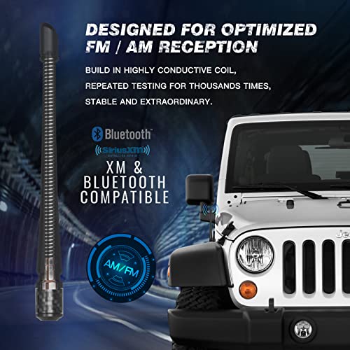 RYDONAIR Short Antenna Compatible with Jeep Wrangler 2007+ & Jeep Gladiator 2020+, Internal Copper Coil for Enhanced Reception, Car Wash Proof, 7 inches Rubber Antenna Replacement - Image 2