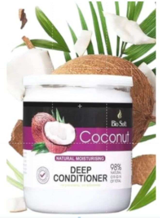 Biosoft Coconut Oil Hair Mask: Deep Hydration and Intensive Nourishment. 98% Natural Ingredients. Silicone and Preservative Free. Suitable for All Hair Types. - Image 2