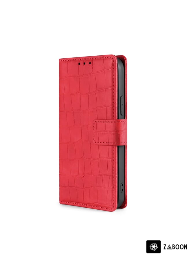 Zaboon Protective Case For Samsung Galaxy M31 Skin Feel Crocodile Texture Magnetic Clasp Horizontal Flip PU Leather Case with Holder & Card Slots & Wallet - Image 1