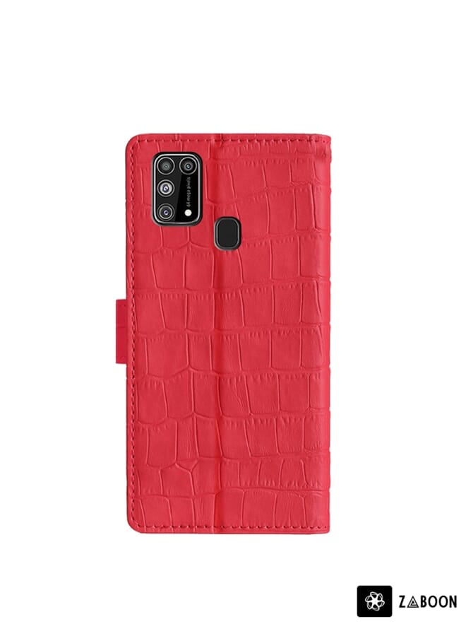 Zaboon Protective Case For Samsung Galaxy M31 Skin Feel Crocodile Texture Magnetic Clasp Horizontal Flip PU Leather Case with Holder & Card Slots & Wallet - Image 2