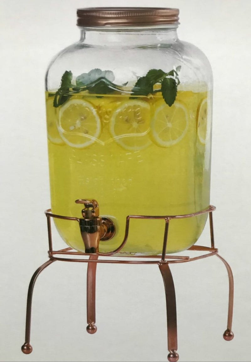 Raincart Yorkshire Glass Beverage Dispenser Golden tap with Golden Stand, 5 Liter, 1 Piece, - Image 4
