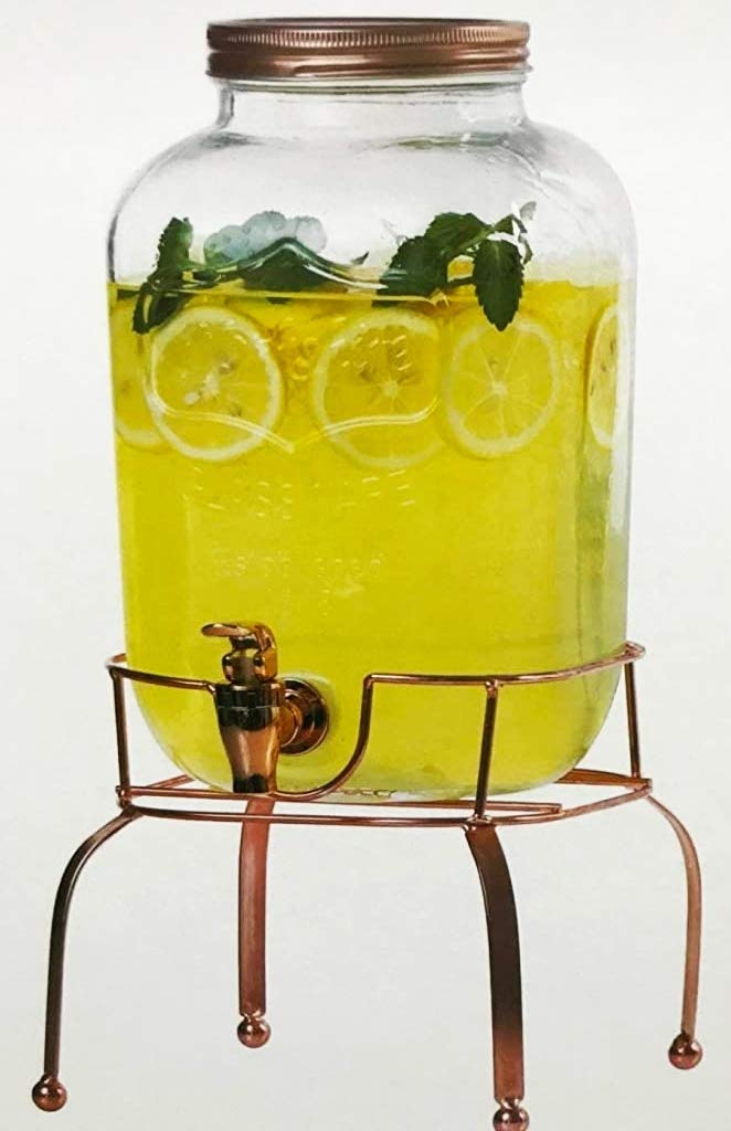 Raincart Yorkshire Glass Beverage Dispenser Golden tap with Golden Stand, 5 Liter, 1 Piece, - Image 5