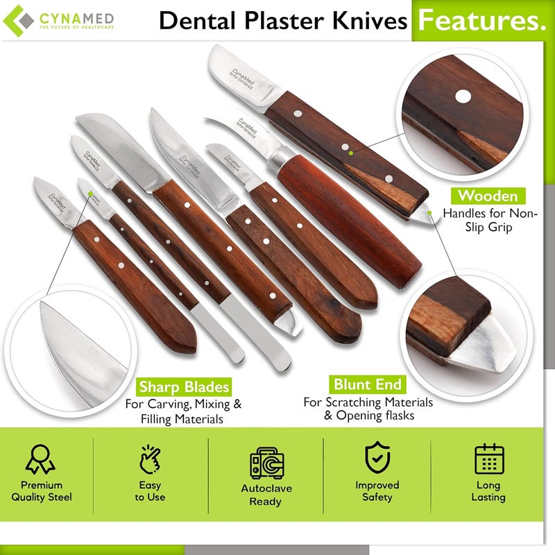 CYNAMED Dental Fahenstock Large, Small Knife, Plaster Alignate Spatula and Knife Mixing Modeling Labratory Restorative Instruments (8) - Image 5