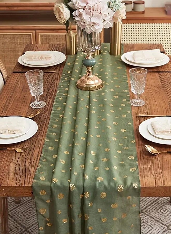 هيرباص مفرش طاولة شيفون شفاف من التول لحفلات الزفاف وأعياد الميلاد ، 90 * 300 سم ، أخضر - Image 5