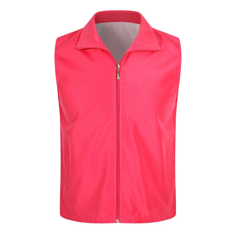 Generic Volunteer Vest Custom Printing Logo Supermarket Work Clothes Public Service Advertising Shirt Reflective Strip Vest DIY Windbreaker Rose Red 
