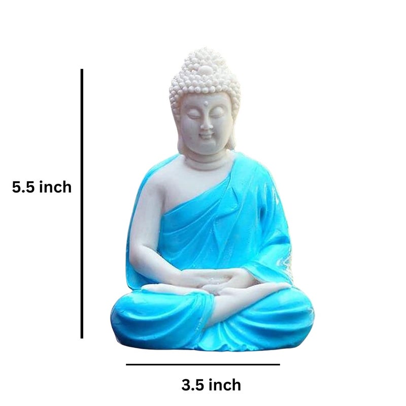 The Advitya The Advitya Meditating Buddha Statue Sitting Unique Gift Items Handcrafted Polymarble Home Decor Item Fengshui Showpiece Blue 55inch Idol  - Image 2