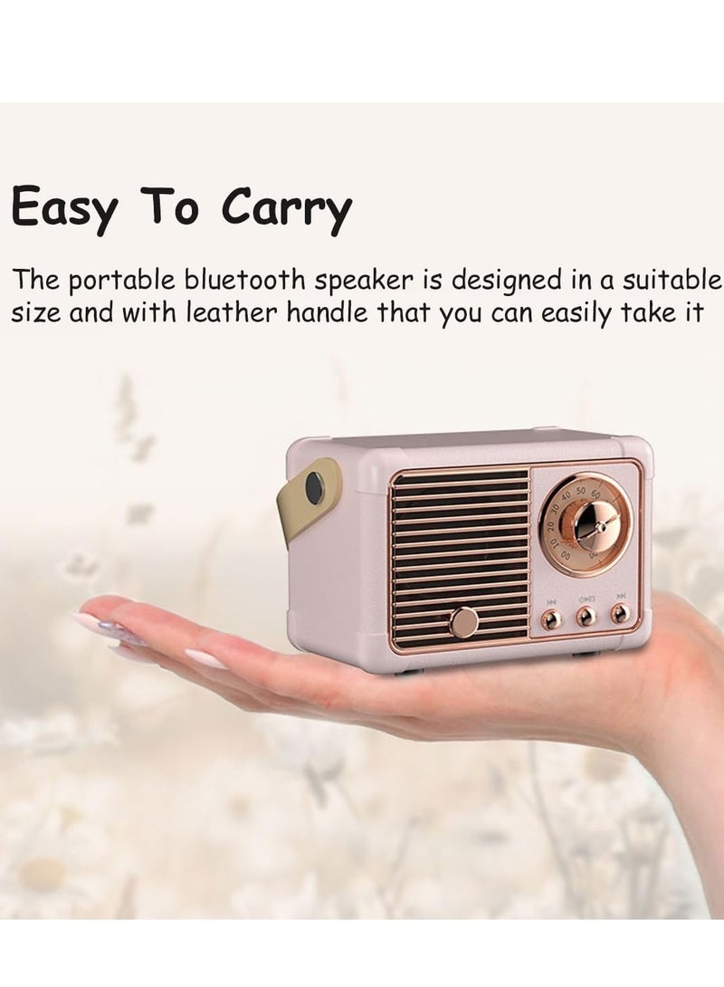 HM-11 Bluetooth Portable Radio, Retro Style Mini Speaker with Clear Stereo Sound, Rich Bass for iPhone, Android Devices and Tablets (Pink)  - Image 4