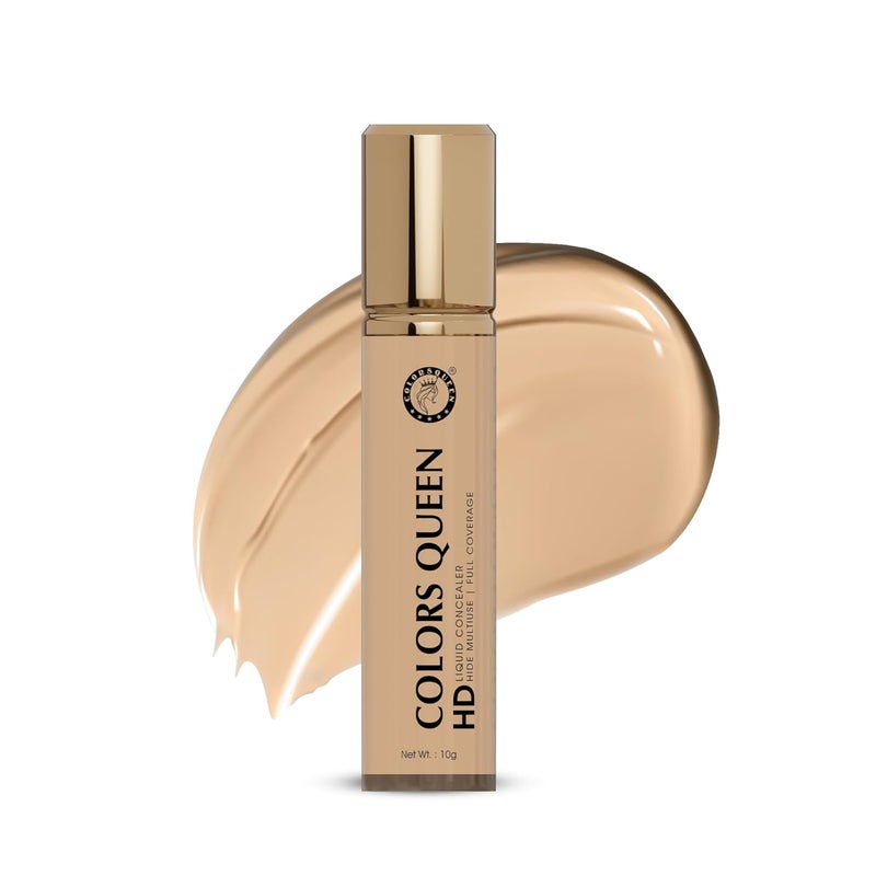 COLORS QUEEN Colors Queen HD Liquid Concealer Crease Proof Long Lasting Lightweight Concealer with Full Coverage Matte Finish Easily Blendable Concealer for Face Makeup Shade 08 10g - Image 1