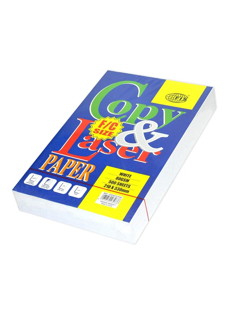 FIS FIS Copy & Laser Photocopy Paper, 500 Sheets, White, 80 gsm, F/S (21 x 33 cm) Size - FSPWFSJFNE 