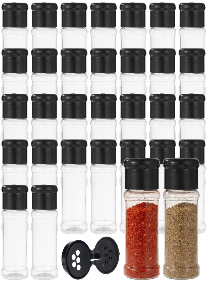 DORMIYA 100 Pcs 2 fl oz 60 ml Clear Plastic Spice Jars with Black Shaker Lids, Refillable Seasoning Containers for Kitchen, Pantry, Herbs, Spices, Powder Storage - Image 1