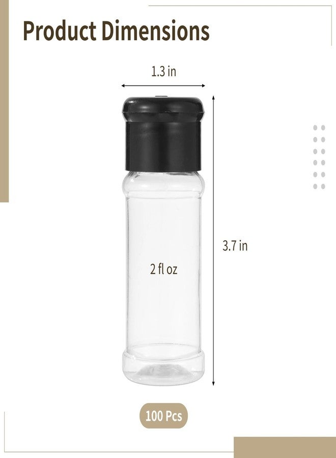 DORMIYA 100 Pcs 2 fl oz 60 ml Clear Plastic Spice Jars with Black Shaker Lids, Refillable Seasoning Containers for Kitchen, Pantry, Herbs, Spices, Powder Storage - Image 5