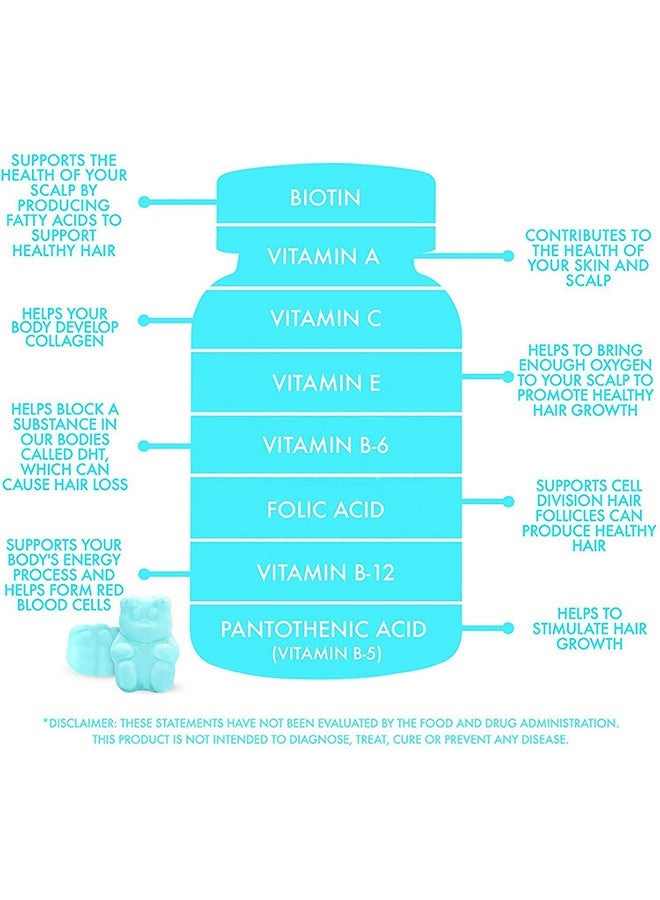 أوشن فيتامين 60 مضغ الشعر ، البيوتين الكولاجين مضغ العلكة ، الفاكهة البكتين مضغ العلكة ، فيتامين ج الملحق ، البيوتين وحمض الفوليك لدعم نمو الشعر ، وفقدان الشعر ، صحة الشعر والجلد والأظافر ، ويني - Image 2