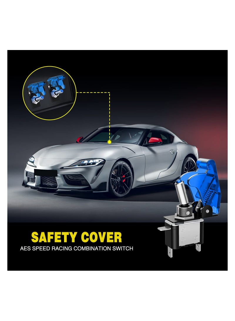 Zikra 5PCS 12V Blue LED Lighted Toggle Switch with Safety Cover - Heavy Duty 20A SPST 3 Pin Rocker Switch for Automotive, Cars, Trucks, and Boats. - Image 4