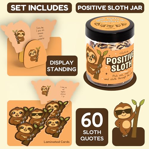 Stofinity Emotional Support Sloth Gifts For Women Girls - Positive Affirmations Cards For Teen Girl, Stress Relief Inspirational Gifts For Women College Student, Christmas Sloth Decor Gift - Image 2