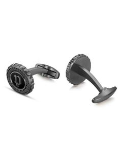 POLICE Cable Grey and Balck Cufflinks For Men with Black Onyx Inlay  - Image 2