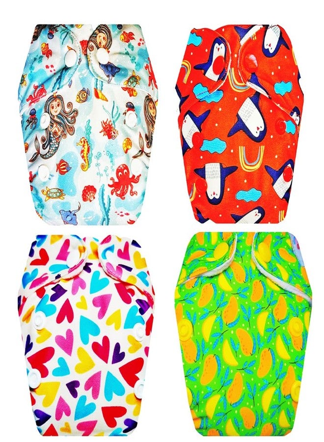Dumbledo Premium Newborn Cloth Diaper with Integrated Insert (Pack of 4) | Hypoallergenic | Breathable | Adjustable Snaps | Ideal for Toddlers | 0 - 4 Months | Unisex Baby - Image 1