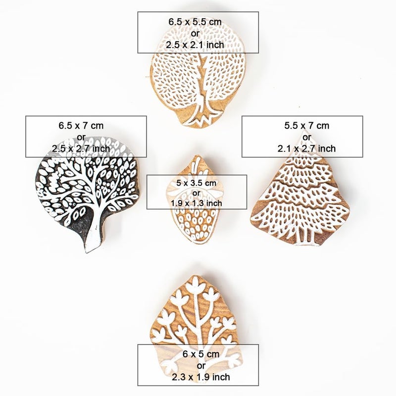 TWOGRAMS Wooden Indian Traditional Design Printing Stamps/Blocks for Printing Saree Border/Dresses/Craft Card Making/Scrapbook/Clay Pottery | Set of 5 | - Image 4