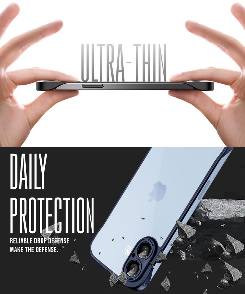 WOW IMAGINE Hybrid Ultimate Back Case for iPhone 17 | Lightweight Frameless Design with Full Protection | Shockproof Ultra Slim | Translucent PC & TPU Mobile Cover - Blue - Image 3