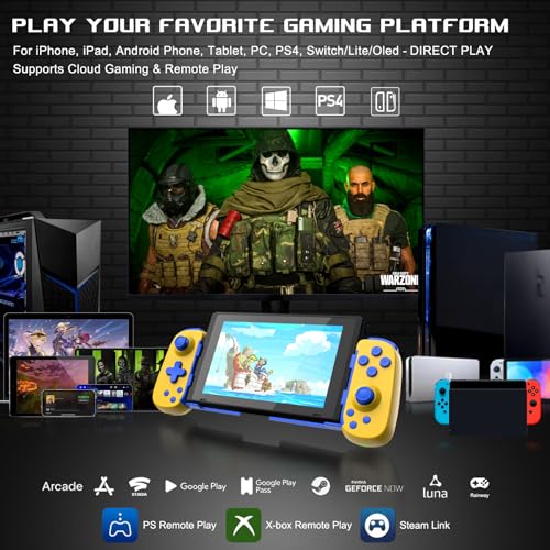 arVin Wireless Game Controller for iPhone 1515 Plus15 Pro15 Pro Max141312iPadAndroidSamsung Galaxy 232221TabletSwitchPS4PC Gamepad with Hall Effect JoystickTurbo6Axis GyroVibration - Image 3